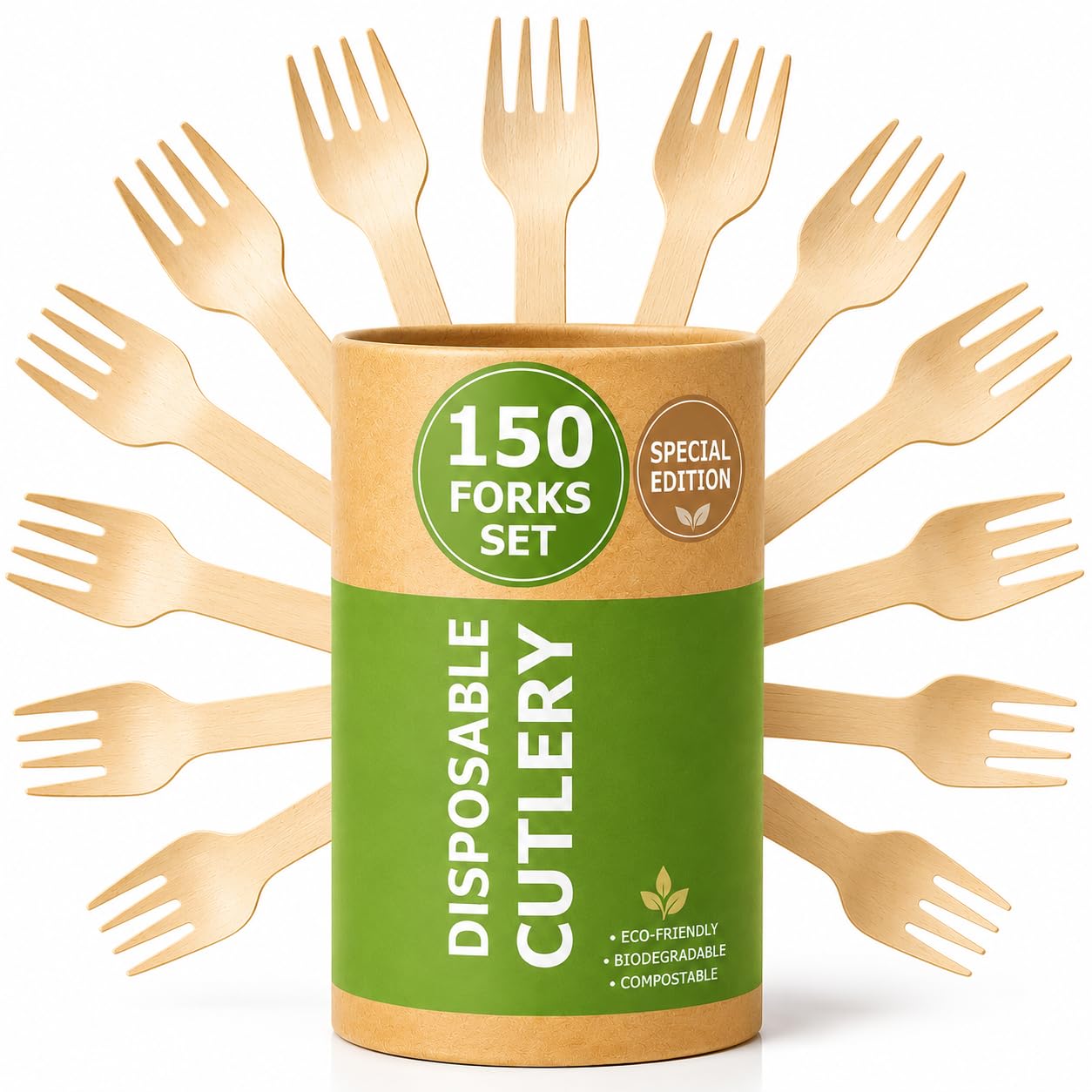 Eco-Friendly Wooden Cutlery Set - 150 Pcs -12