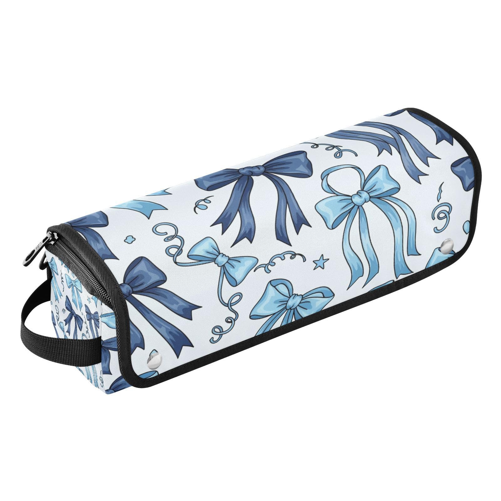 Bow Knots Valentines Hair Tools Travel Bag Portable Hair Accessory Organizer with Heat Resistant Mat 2 in 1