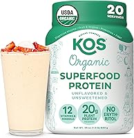 Vista 16 de Proteína Kos en polvo, orgánica, a base de plantas, mezcla de proteínas veganas orgánicas crudas, 1.3 libras, 15 porciones