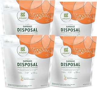 GrabGreen Garbage Disposal Cleaner Pods, 48ct Tangerine Lemongrass - Natural Odor Remover, Grime Buster, Clog Preventer