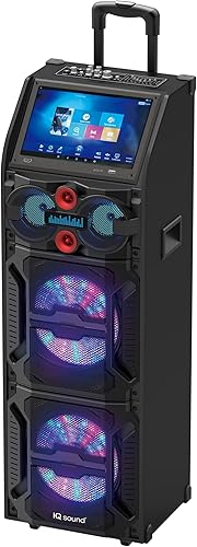 Miniatura 1 de IQ Sound IQ-4922DJWK - Altavoz Bluetooth portátil de 2 x 12 pulgadas, karaoke y tableta integrada, radio FM, ecualizador de 7 bandas, luces