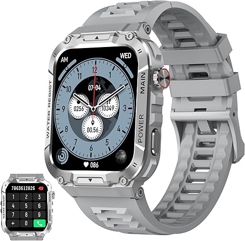 Reloj inteligente militar para responderhacer llamadas de 1.96 pulgadas, rastreador de actividad IP68, impermeable, para deportes al aire libre,