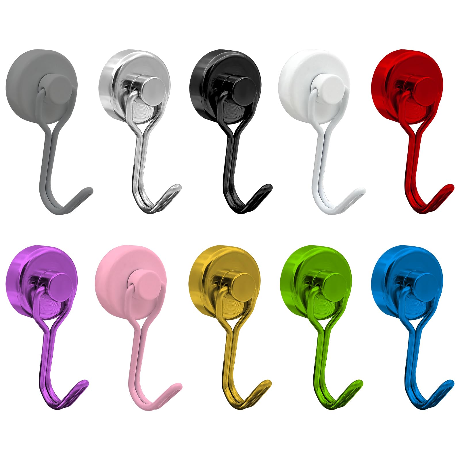 10 Ganci Magnetici Extra Forti 15kg - Ganci Girevoli In Neodimio Per Frigo, Cucina, Ufficio