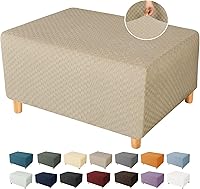 Vista 16 de YEMYHOM - Funda para otomano, diseño Jacquard más reciente, alta elasticidad, plegable, protector para reposapiés, funda extraíble rectangular Café