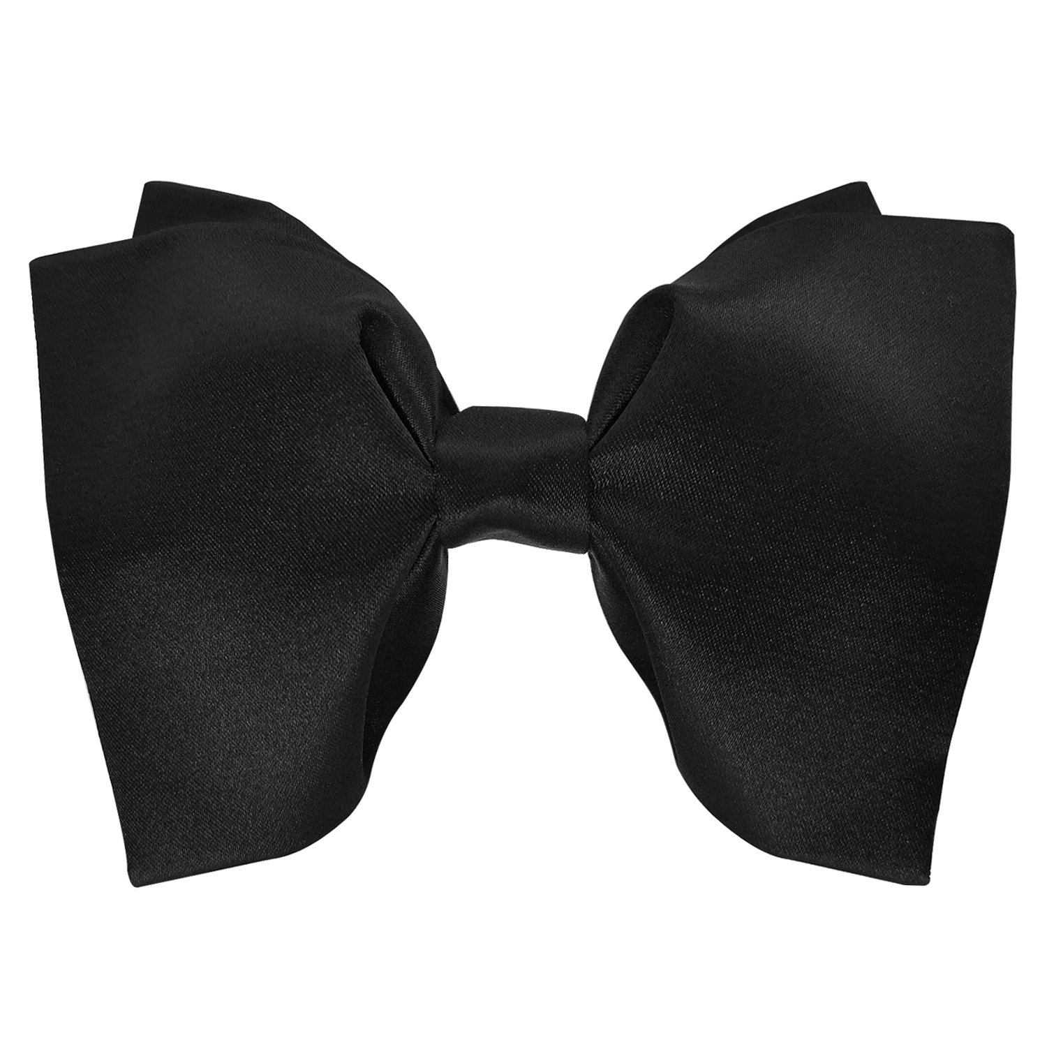 Guuniee Men's Black 100% Satin Silk Oversized Pre-Tied Bowtie Handmade Solid Formal Tuxedo Big Bow Ties