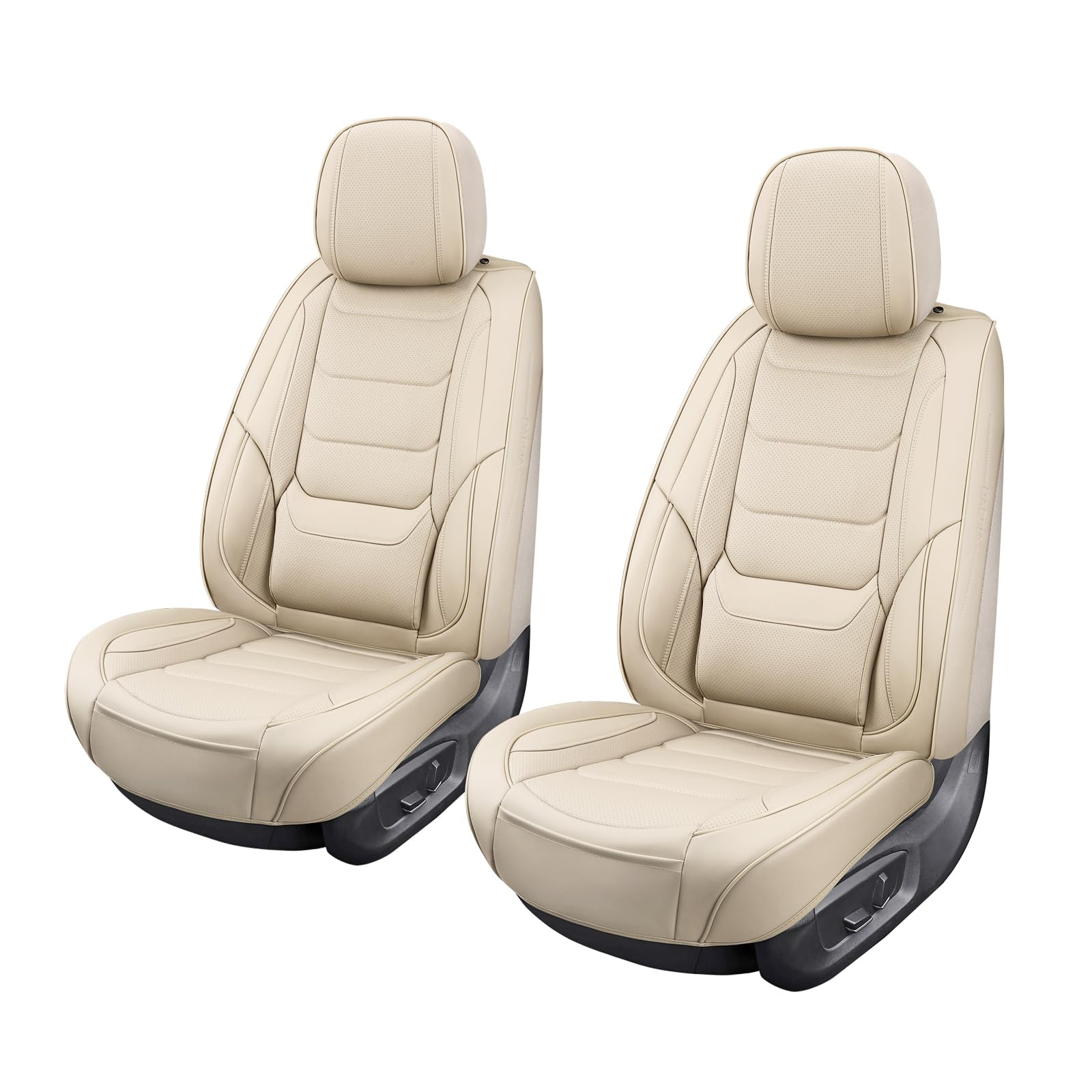 hoozoom Front Seat Covers for Cars Breathable Leather Seat Covers Waterproof Seat Protectors Universal Fit for Most Automotive Cars SUV Trucks(Beige, Front Pair) Beige3 Front Pair