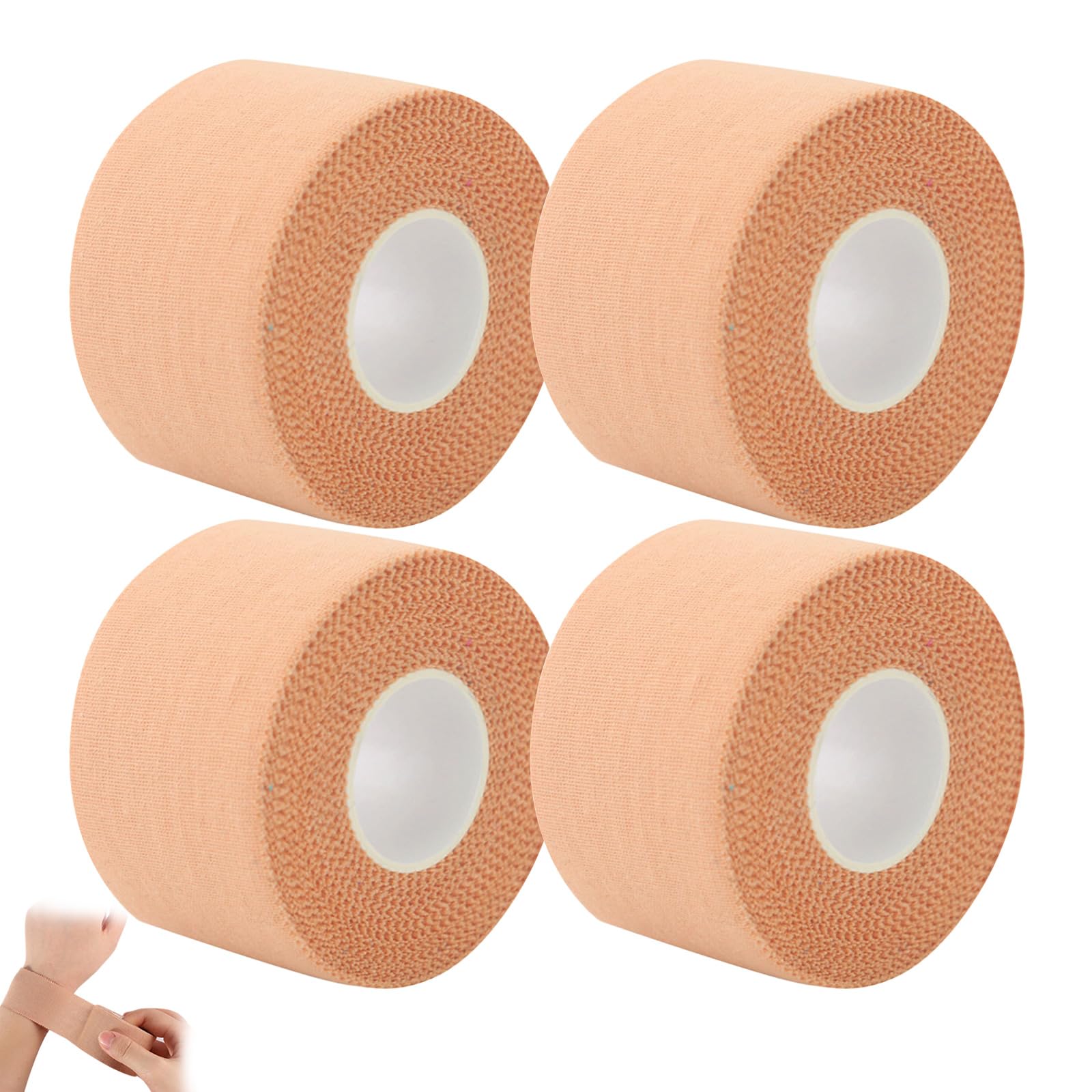 4 Rolls Breathable Zinc Oxide Tape, 2.5 cm x 10 m Wrist Tape, Cohesive Bandage Finger Tape, Climbing Tape for First Aid Sports Ankle, Self-Adhesive Elastoplast Tape(Skin)