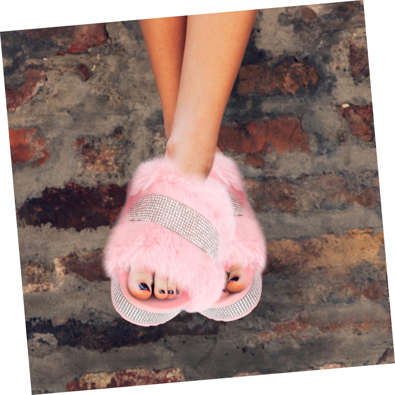 SOIMISS Pantuflas De Pelo Cálidas Zapatillas De Calzado Borroso Diapositivas Difusas Para Mujeres Zapatos Cómodos Para Los Pies Calzado Esponjoso Zapatillas Cómodas Ante Black