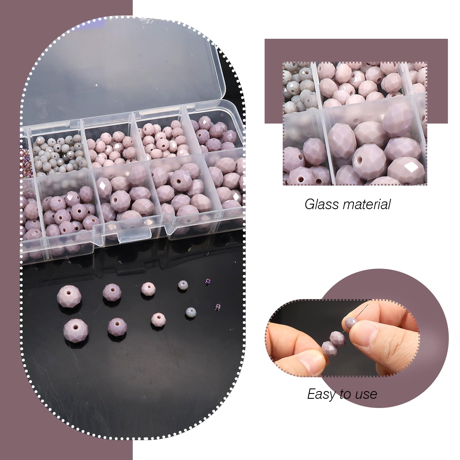 TOAOB 1000pcs Assorted Light Violet Crystal Glass Beads Faceted Spacer Bead 2mm 4mm 6mm 8mm 10mm for Jewelry Making DIY Craft Project - Image 3
