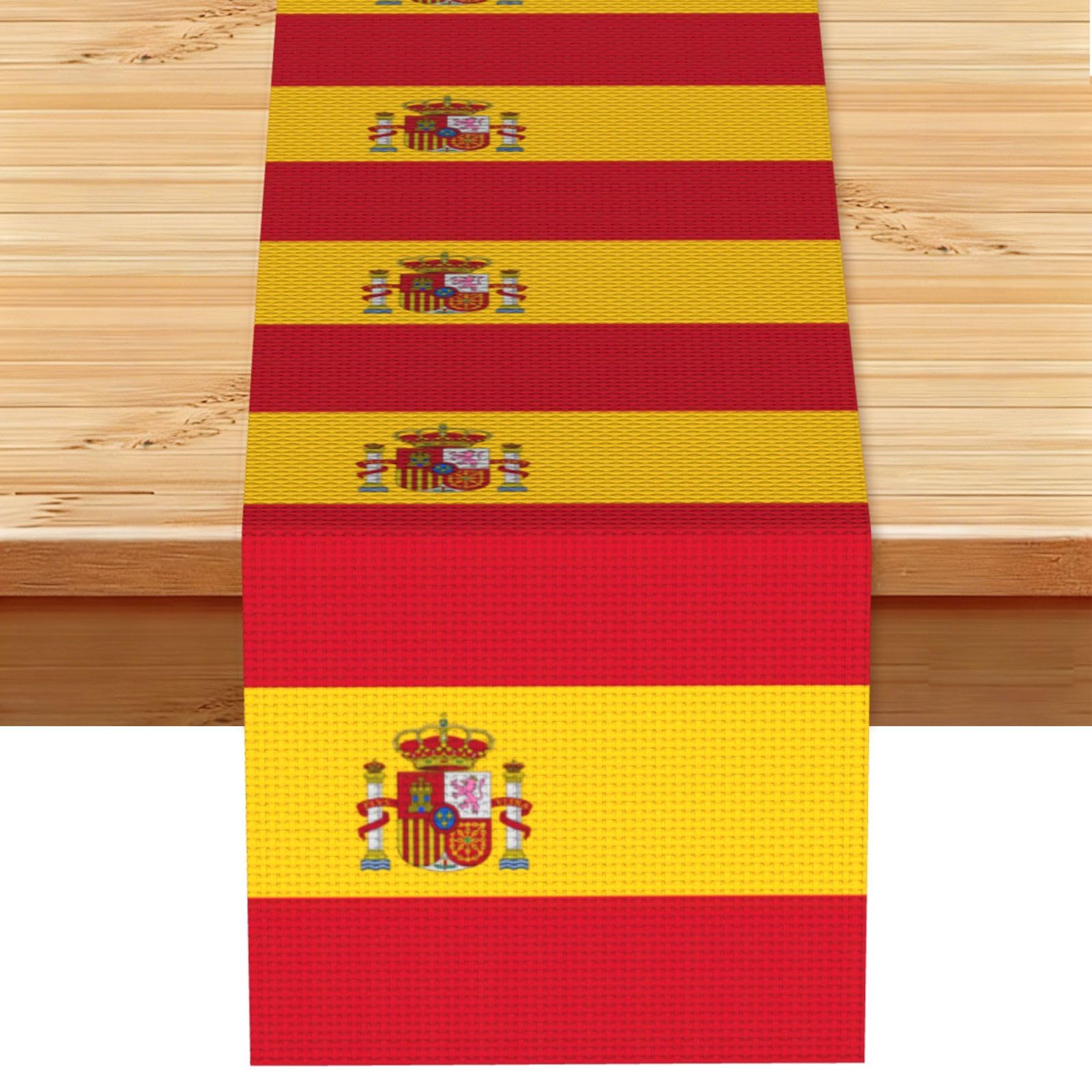 Spanish flag Printed Table Runner 13 x 72, Wrinkle Resistant Decor for Dining Table Coffee Table Fireplace