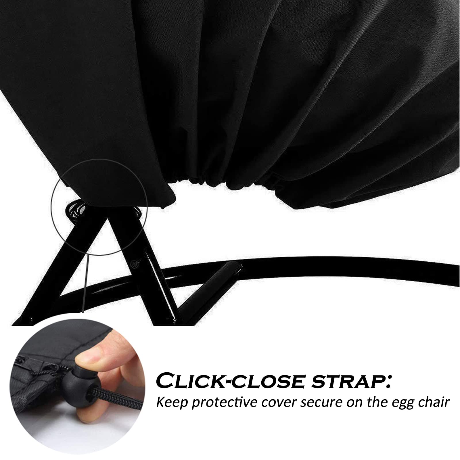 Couverture de Chaise Suspendue Jardin Rotin Osier Fauteuil Suspendu Housse de Protection pour œufs Chaise résistant à l'eau et à la poussière - 190 X115cm (Noir)