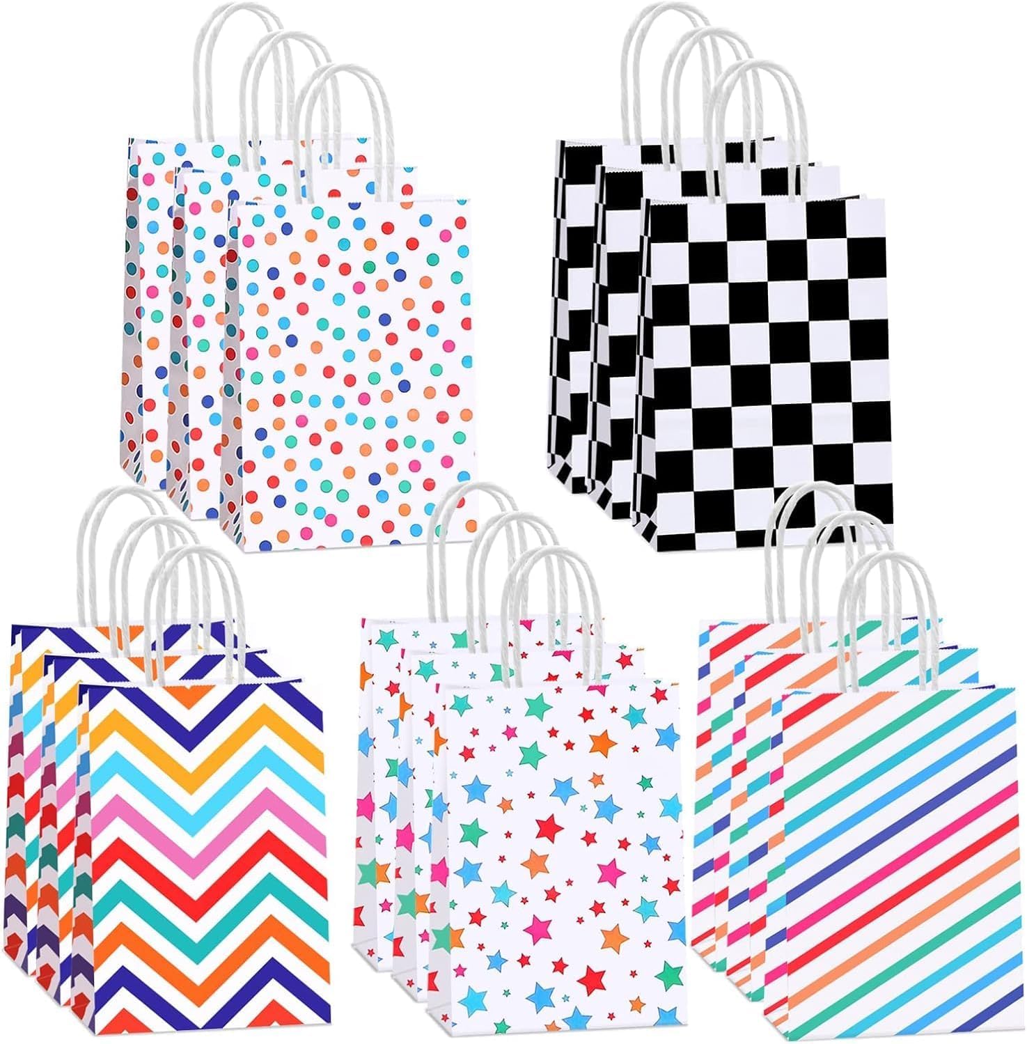 BeFunky Party Bags 15 PCS Gift Bags for Presents,Reusable Paper Bags With Handles,Small Gift Bag Different Color Bags Multiple Uses, Bag for Kids Adults Party 15x8x21 cm (B0D1GKWM98) Amazon Price History, Amazon Price Tracker