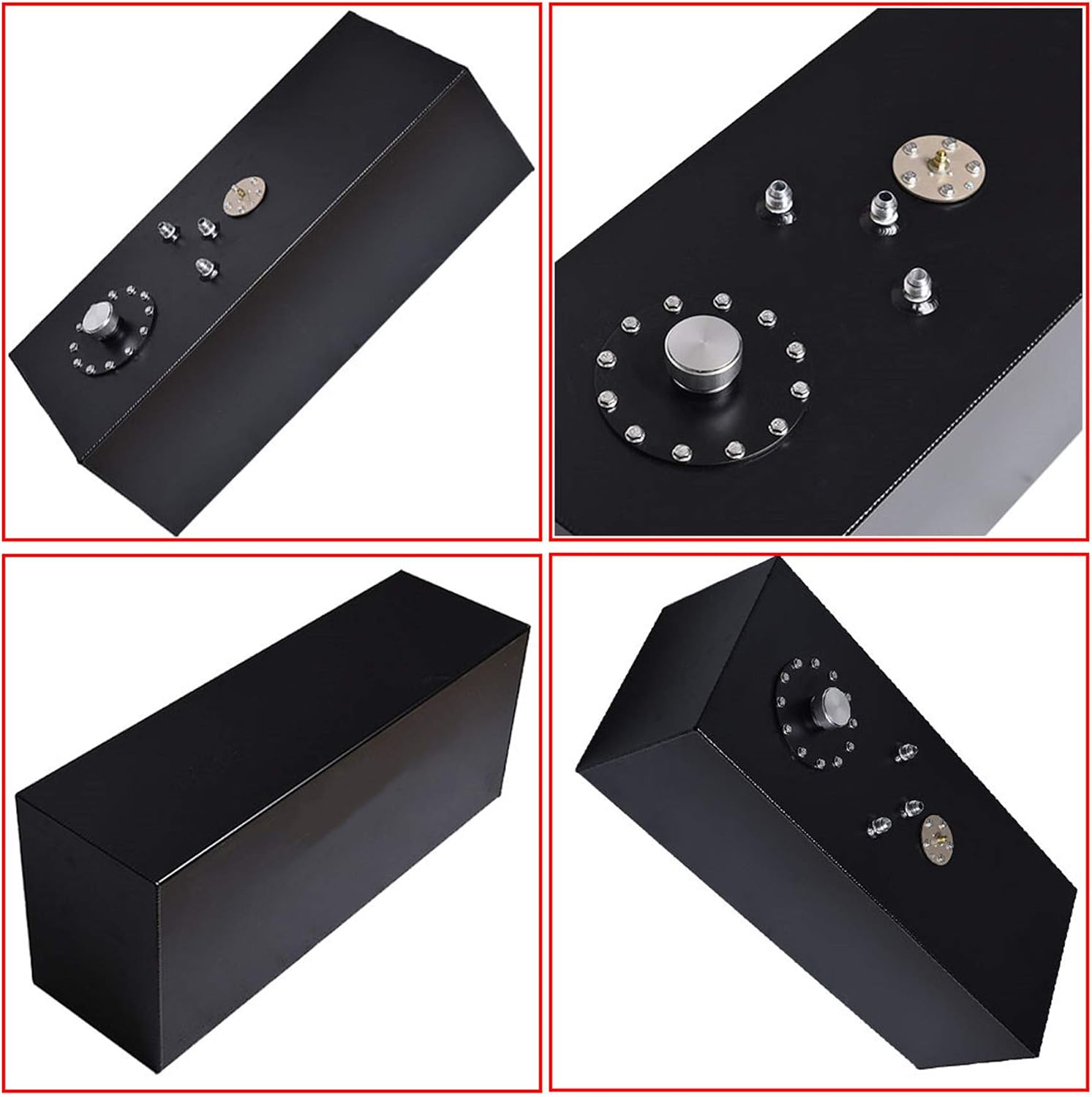 WFLNHB 15 Gallon/57L Black Aluminum Top-feed Racing/Drift Fuel Cell Gas Tank with Level Sender for Street Rods Hot Rods Street Trucks