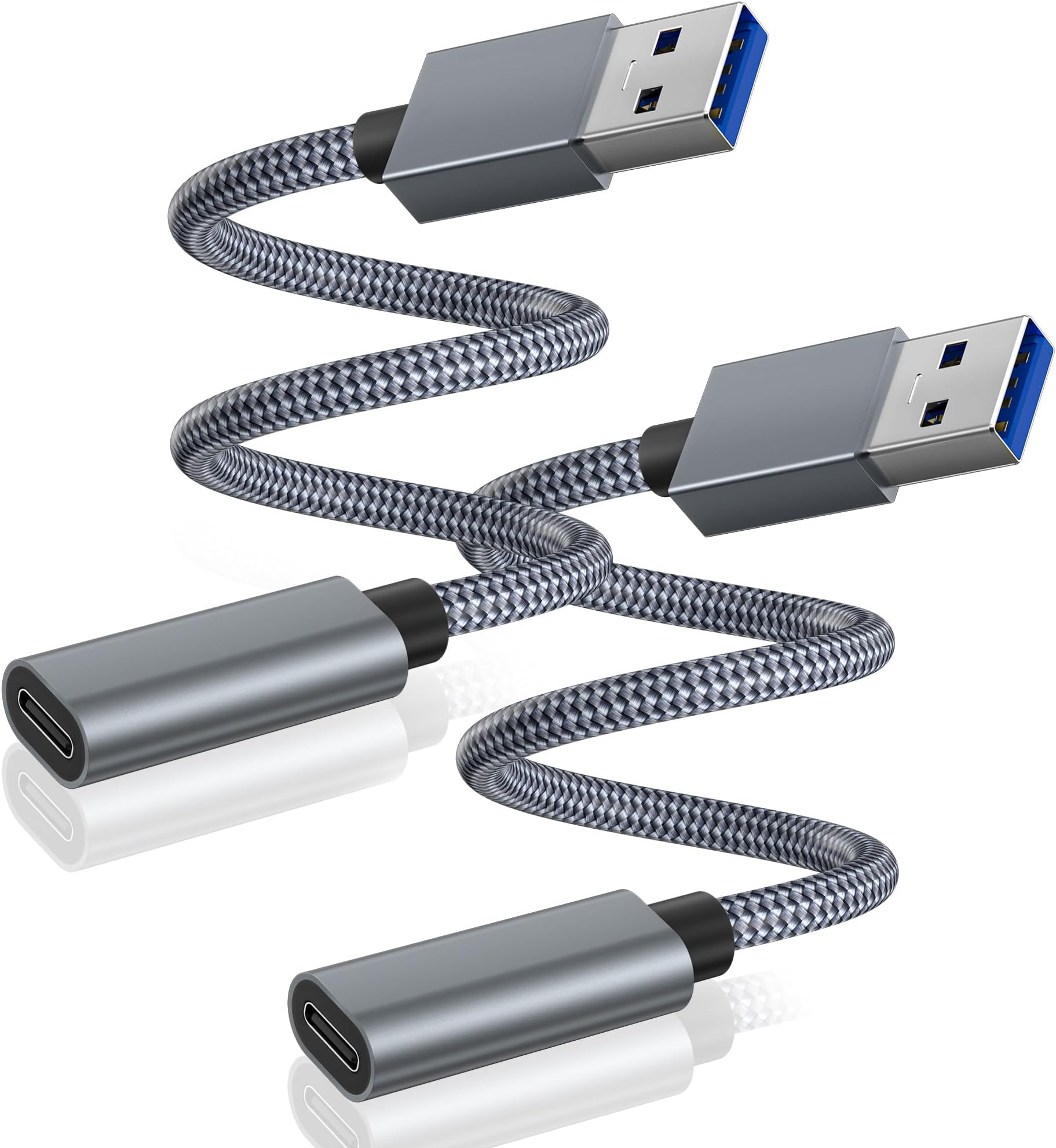 Basesailor USB 3.0 to USBC Adapter 0.75FT 2Pack,Type C Female to USB A Male Cable for New iPhone 17 17e 16 15 14 Pro Max Air Car Charger,5Gbps 3.1 Type C Converter for iPad,Samsung Galaxy S26 S25 S24