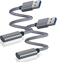 Basesailor USB 3.0 to USBC Adapter 0.75FT 2Pack,Type C Female to USB A Male Cable for New iPhone 17 16 15 14 13 Pro Max Air Car Charger,5Gbps 3.1 Type C Converter for iPad mini,Samsung Galaxy S25 S24