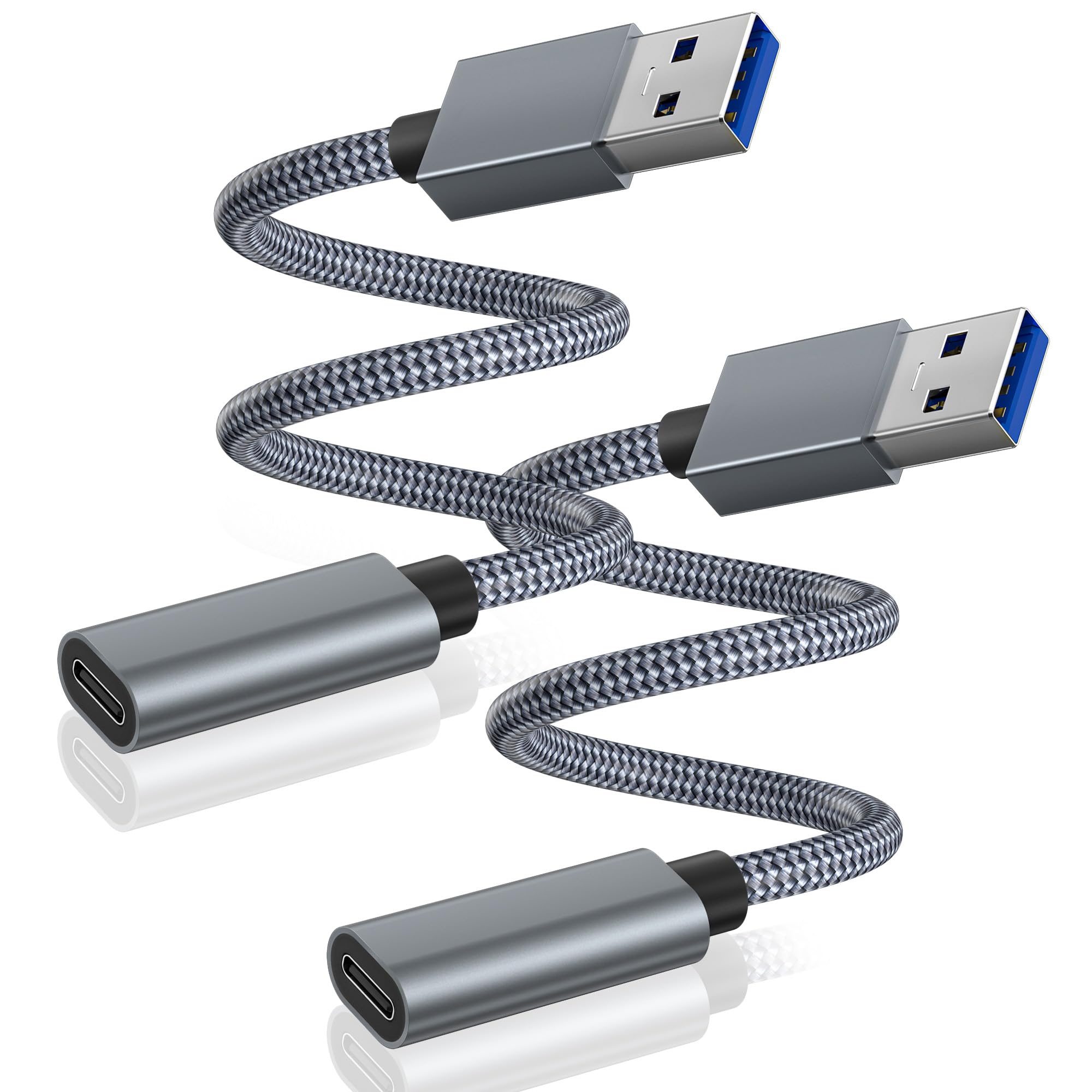USB C Female to USB 3.0 Male Cable Adapter (2 Pack),Double-Sided 5Gbps GEN 1 USB Type A 3.1 Connector for Oculus Quest Link,iPhone 11 iPad Pro Max,Samsung Galaxy Note 10 S20 Plus Ultra,Google Pixel