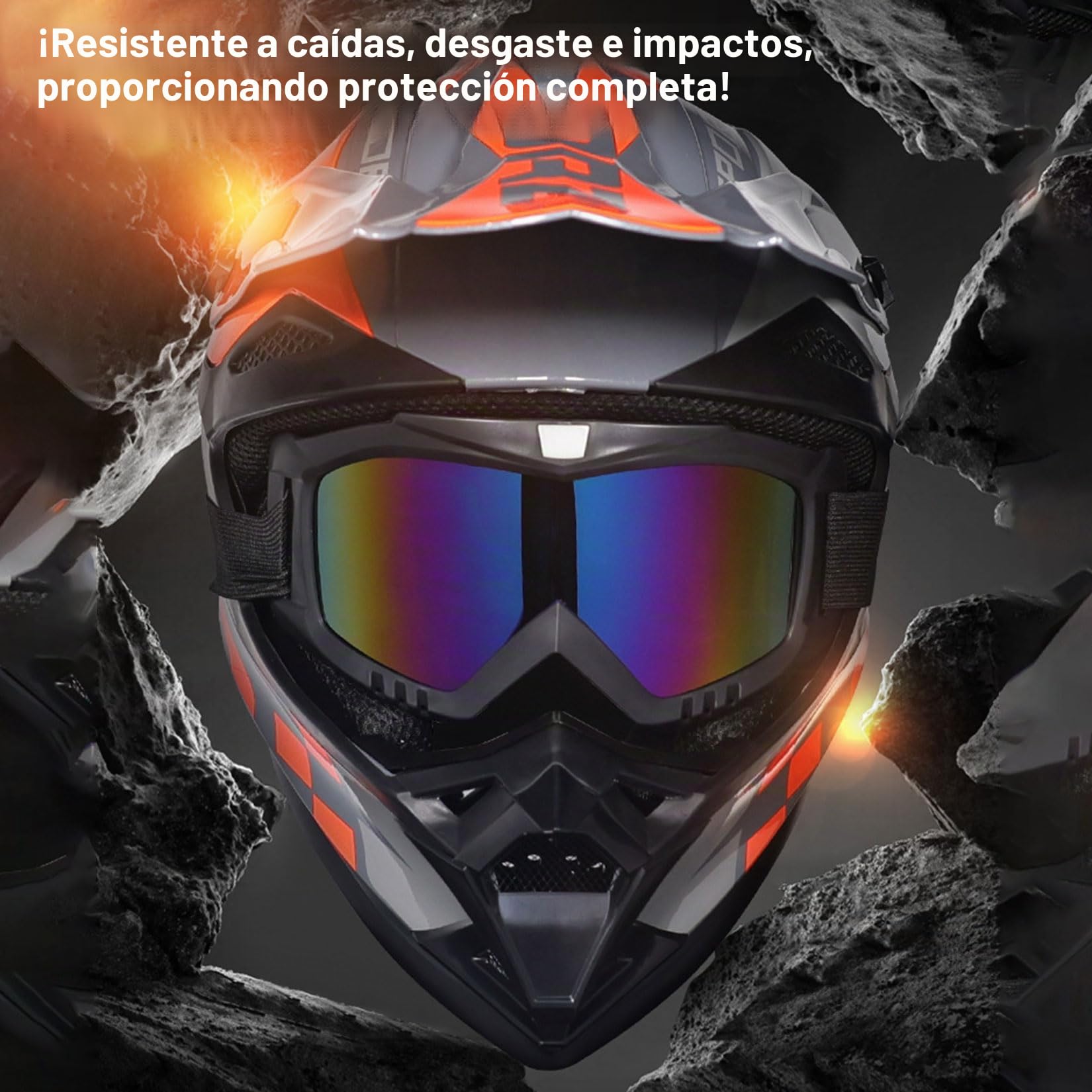 Casco De Motocross Casco MTB Jóvenes Adultos Casco Integral Moto con Gafas Máscara Guantes, Hombre Mujer Casco Descenso para MX Enduro Quad ATV Off Road BMX Scooter,Black-M