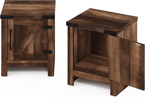 Miniatura 83 de Furinno - Colección Dario - Mesa auxiliar / mesita de arrime / mesita de noche / mesita de luz con cajón, paquete de 1, color expreso/marrón