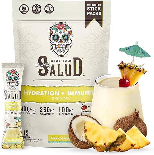 Miniatura 18 de Paquetes de Hidratación 2-en-1 Salud + Polvo de Electrolitos para la Inmunidad, Margarita de Sandía - Mezcla para Bebida de Agua Fresca, Baya del