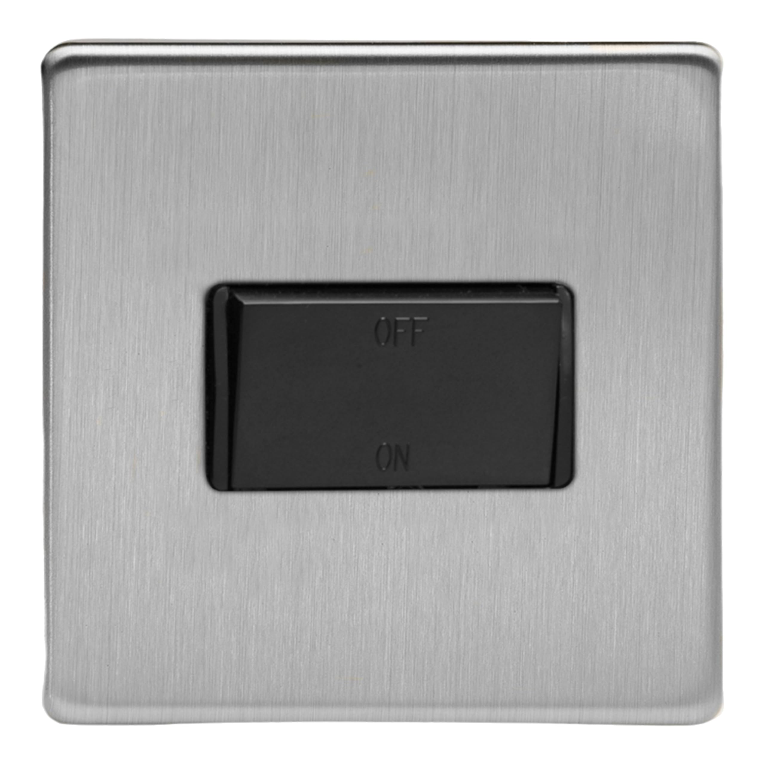 Varilight Fan Isolator Switch - Screwless Brushed Steel With Black Rocker
