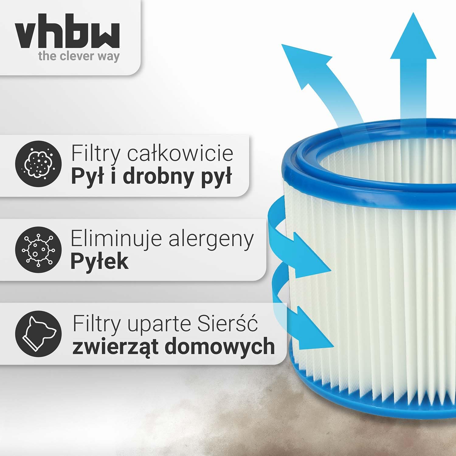 vhbw Zestaw filtrów 2 x filtr harmonijkowy kompatybilny z Makita VC2012L | VC2511, VC2512L, VC3011L, VC3012L filtr do odkurzania na mokro i sucho