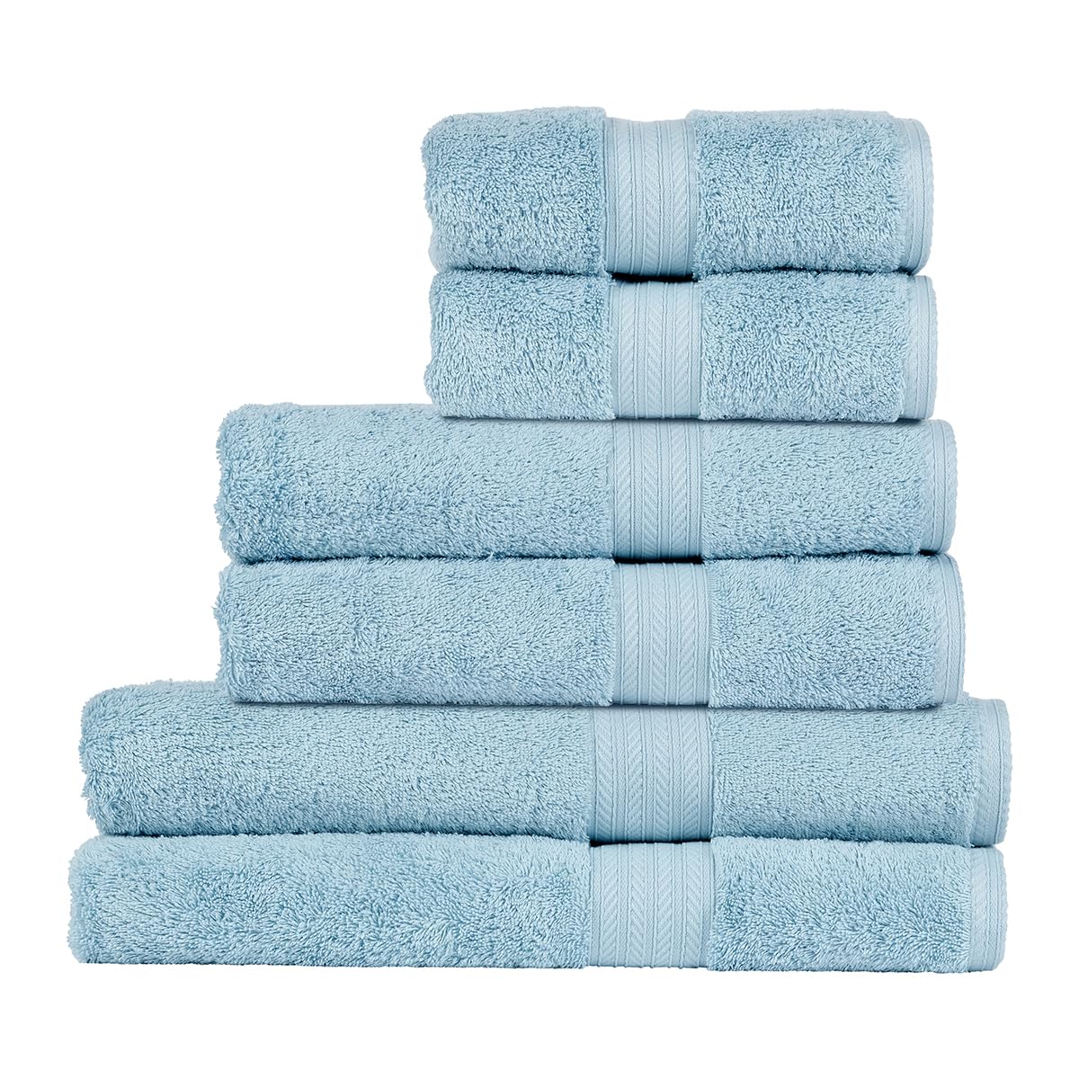 Christy Renaissance Family Towel Set | Soft Chambray Blue | 100% Egyptian Cotton Pile | Luxuriously Soft and Super Absorbent | 675 GSM | 2 Bath Sheets 2 Bath Towels 2 Hand Towels