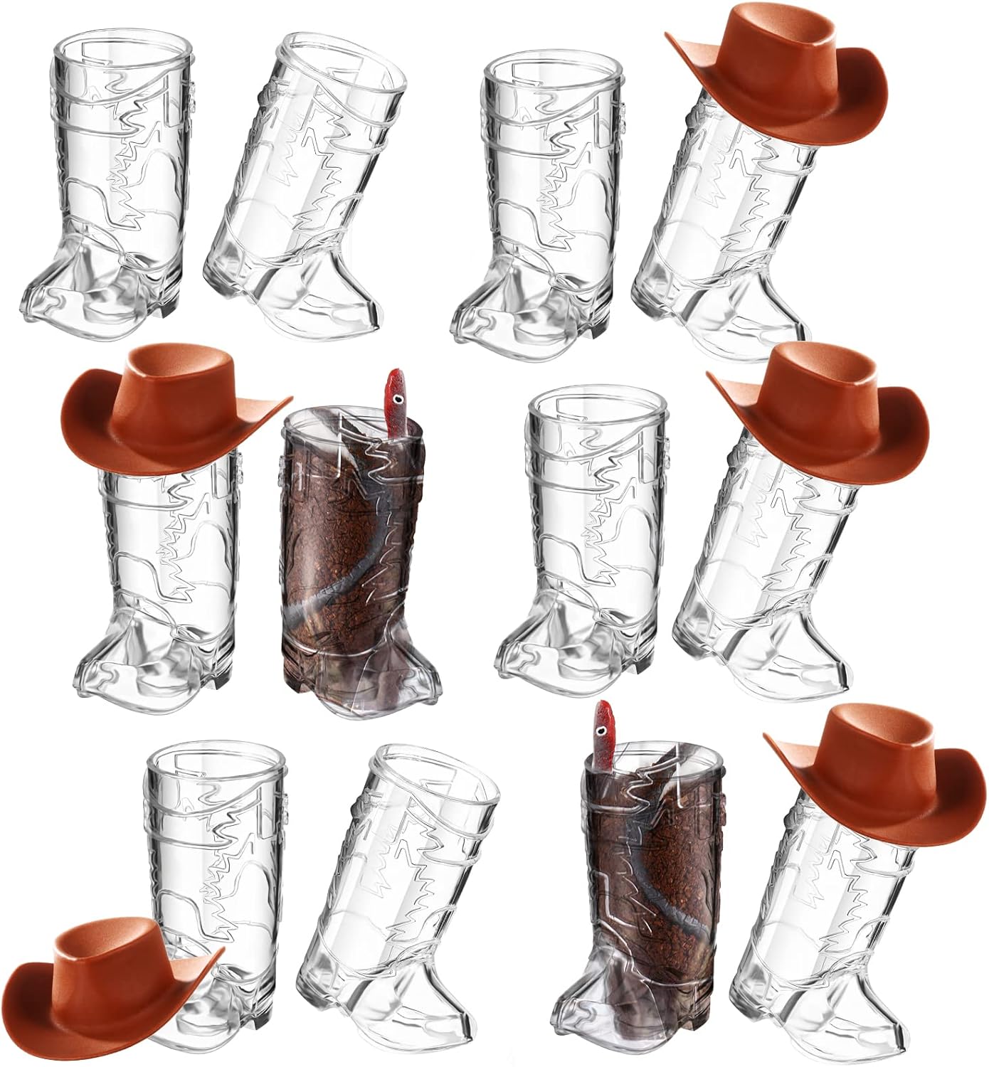 Yetene 34 Pcs Mini Cowboy Boot Shot Glasses Cups 1 oz Clear