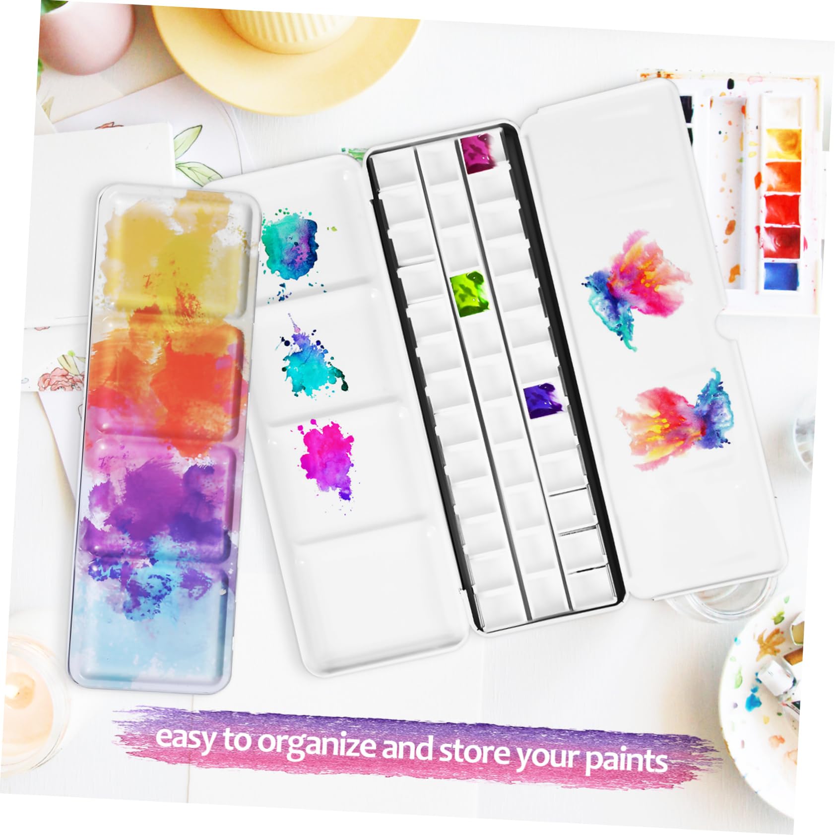 DOITOOL Paleta De Pintura En Caja De Colores De 4 Piezas Lata Vacía De Pintura De Acuarela Suministros De Arte Bandeja De Acuarela Placa De Pintura Paleta De Pintura Bandeja De