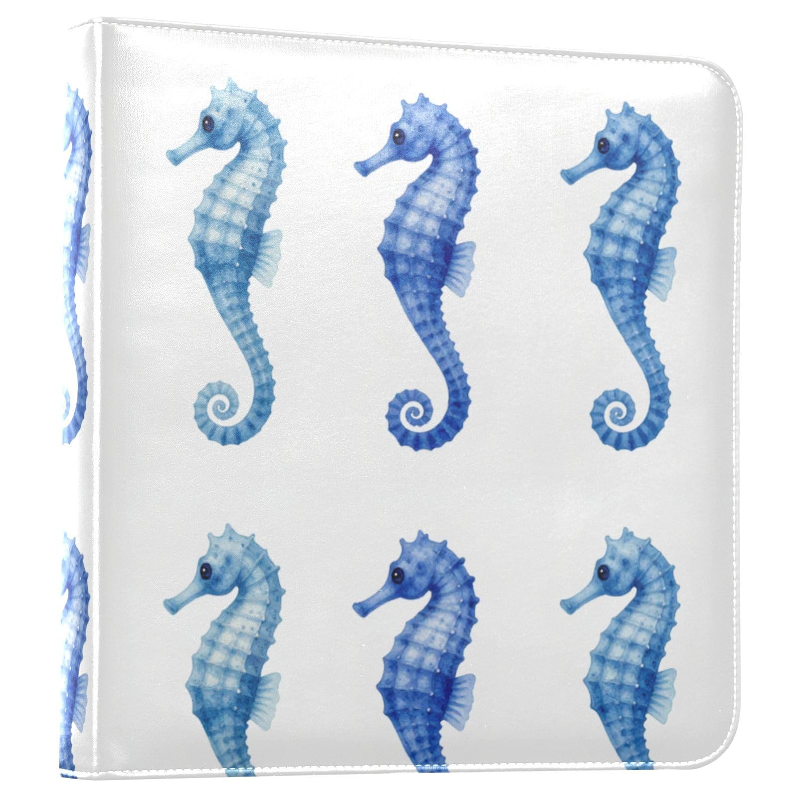Blue Watercolor Seahorses PU Leather Memory Book