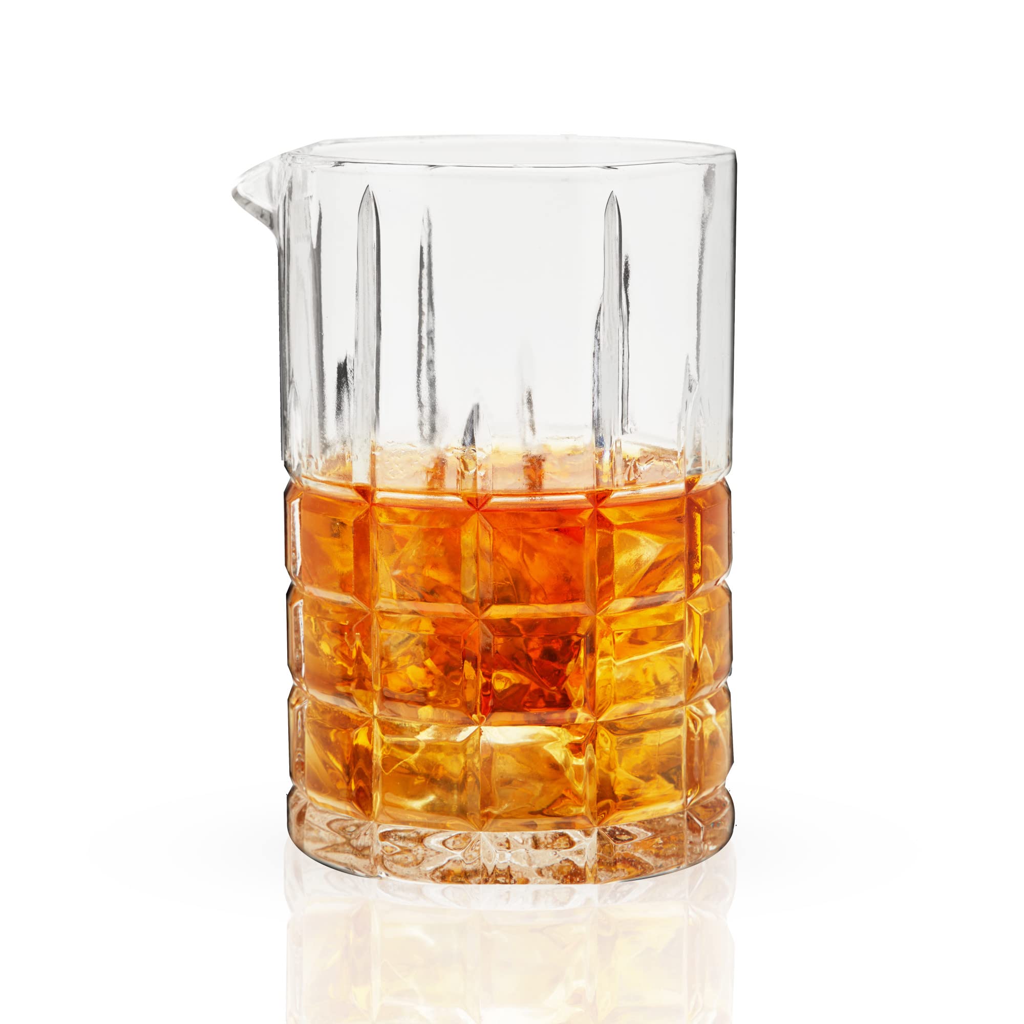 Viski Highland Mixing Glass 18 Ounces, Square-Cut Crystal Barware, Cocktail Accessories, Home Bar Supplies, Set of 1, Clear