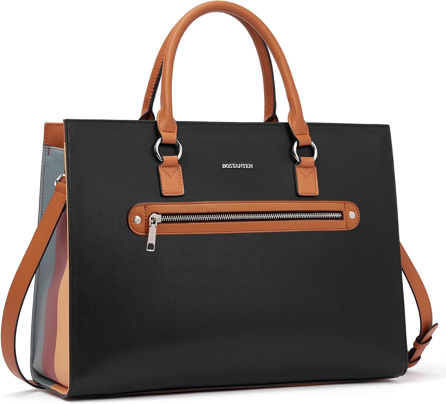 BOSTANTEN Leather Laptop Briefcase for Women Shoulder Bag 15.6 Inch Business Computer Work Tote | Leather, 15.6 Inch, Business, Computer