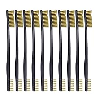 Vista 8 de Paquete de 10 cepillos de limpieza multiusos de doble punta para pistolas de 7 pulgadas, cepillos de cerdas de nailon de acero y latón (nailon)