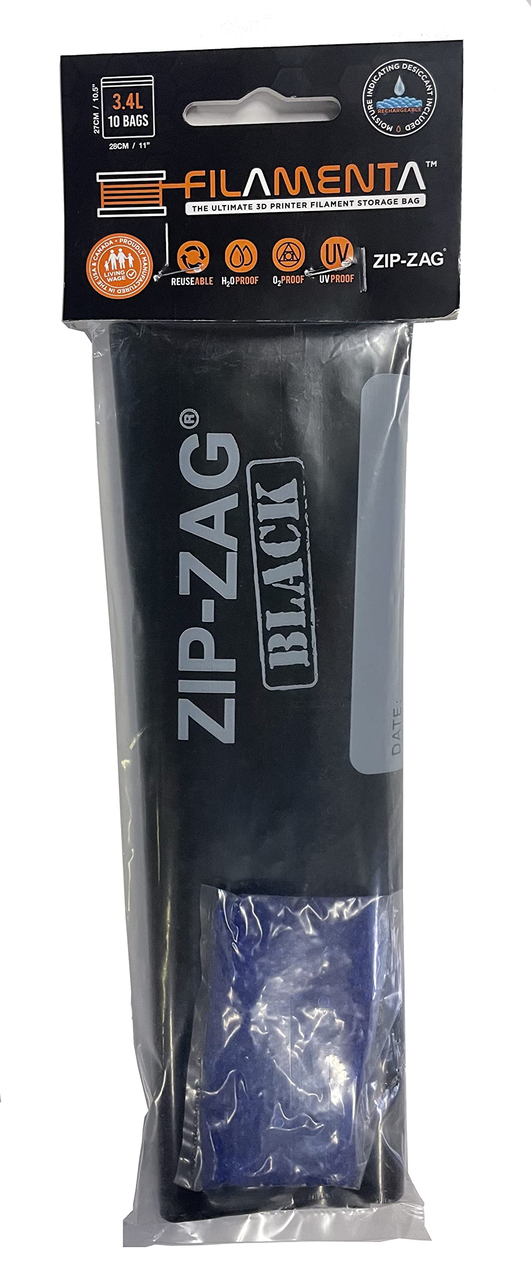 Zip-Zag 3D Printer Filament Storage Bag 10 Pack with Premium Reusable Desiccant Beads, 11" x 10.5", NO Pump Needed, Reusable, Waterproof, UV Proof, Moisture Proof, Dust Proof