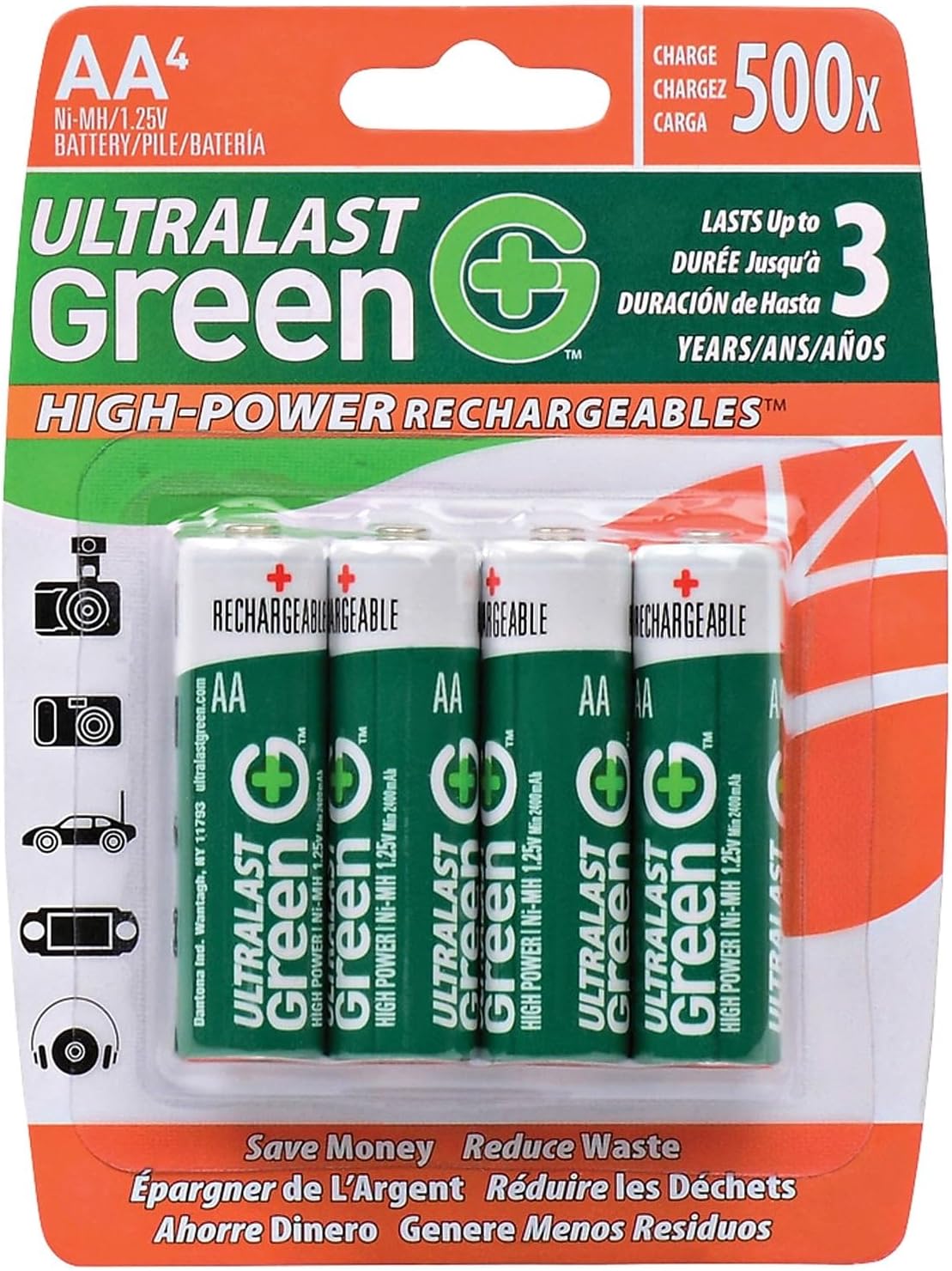 Green High Power/Capacity NiMH 4-Pack AA.