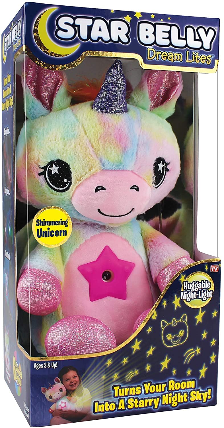 GZJ Star Belly Dream Light, Stuffed Animal Night Light.Shimmering Unicorn.Cute Star Belly Dream Unicorn Projector Glowing Night Light Lamp for Girls Kids Birthday Gift.