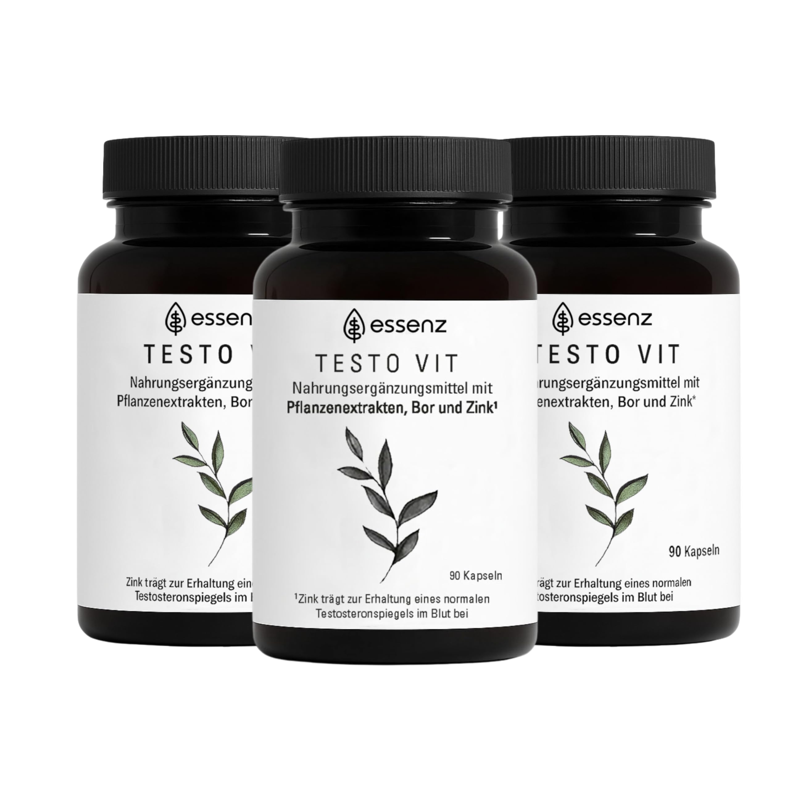 ESSENZ - Testo Vit 90 Kapseln - Natürliche Testo Vit Kapseln mit Ashwagandha-, Bockshornkleesamen- & Schwarzes Maca-Extrakt. Zur Förderung des Wohlbefindens