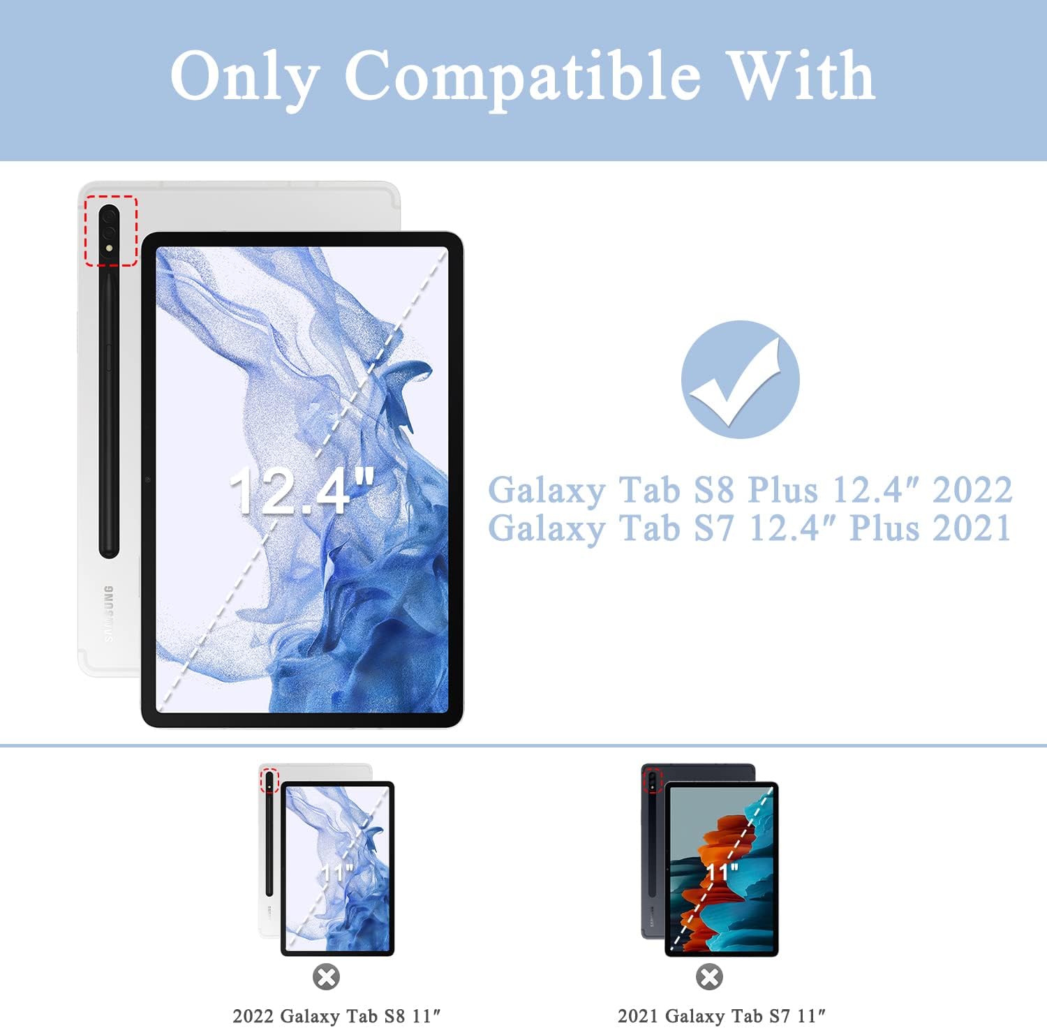 Supveco Case for Samsung Galaxy Tab S8 Plus/S7 Plus 12.4 Inch with S Pen Holder, Ultra Slim Protective case Smart Cover with Auto Sleep/Wake for Galaxy Tab S8+ 2022 /Tab S7+ 2020 Tablet, Book