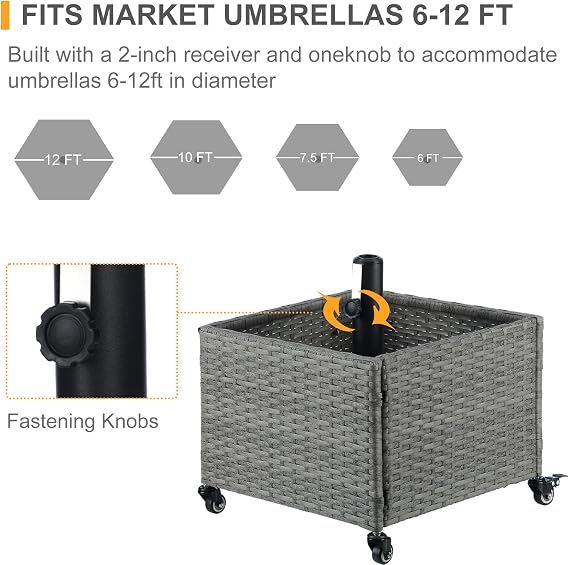 SUNNYPARK Umbrella Base with Wheels and Fillable Planter 2 in 1