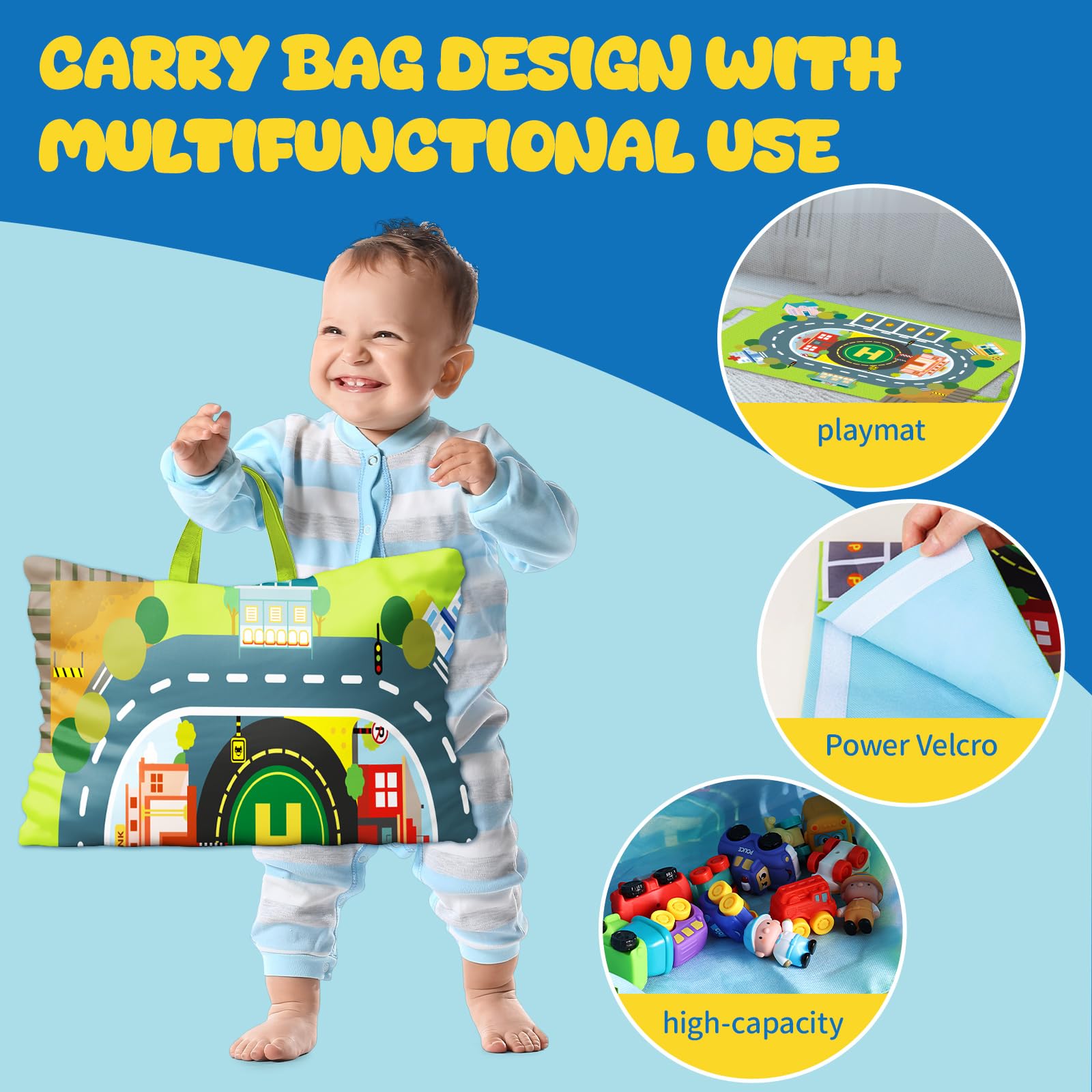 lerrbo Giocattolo Auto in Gomma Mollissima per Bambino di 1 Anno con Tappetino da Gioco|12 Auto Cartone Animato Baby Toys per Bambini dai 12 ai 18 Mesi e Toddler dalle 1 alle 2 Anni