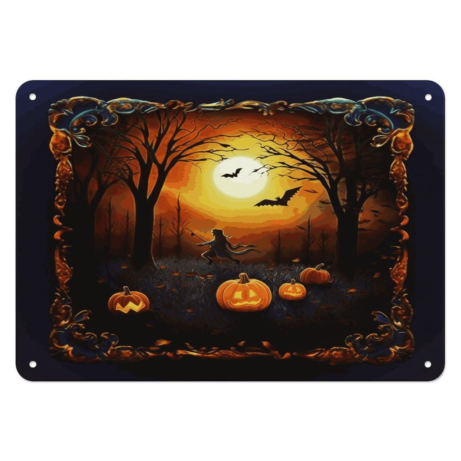 Btcowzrv Style Halloween Party Metal Sign, 5.5" X 7.9" Tin Wall Decor, Wall Art Plaques For Home Wedding Decor Room Living Room Decoration