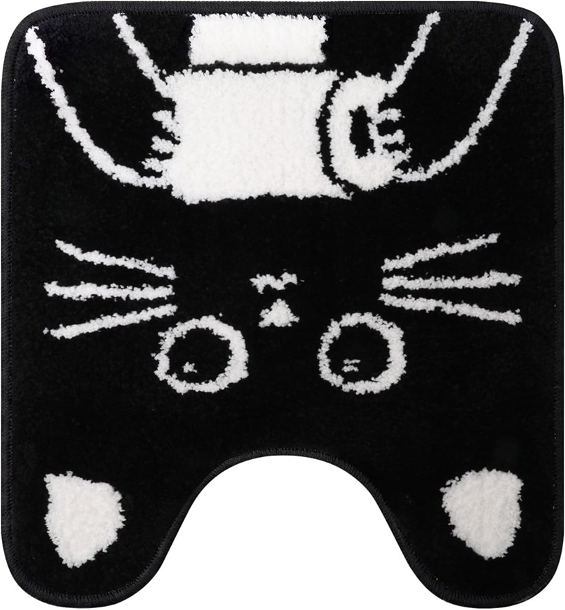 Alfombras de baño en forma de U, alfombras de baño de gato negro absorbentes antideslizantes