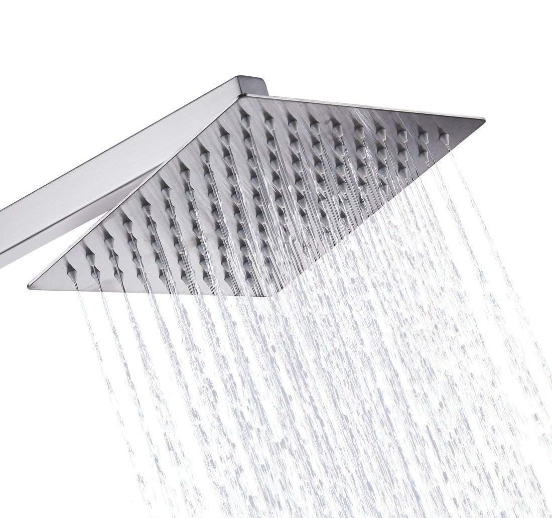 MHS Shower Head For Bathroom Without Arm With New Designs Sizes And Finishes (Ultra Slim, 8X8 Inch)