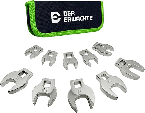 Der Erwachte Juego de llaves para pata de gallo de 10 piezas, 38 pulgadas, juego de llaves de extremo abierto, métricas, cubiertas de tamaño