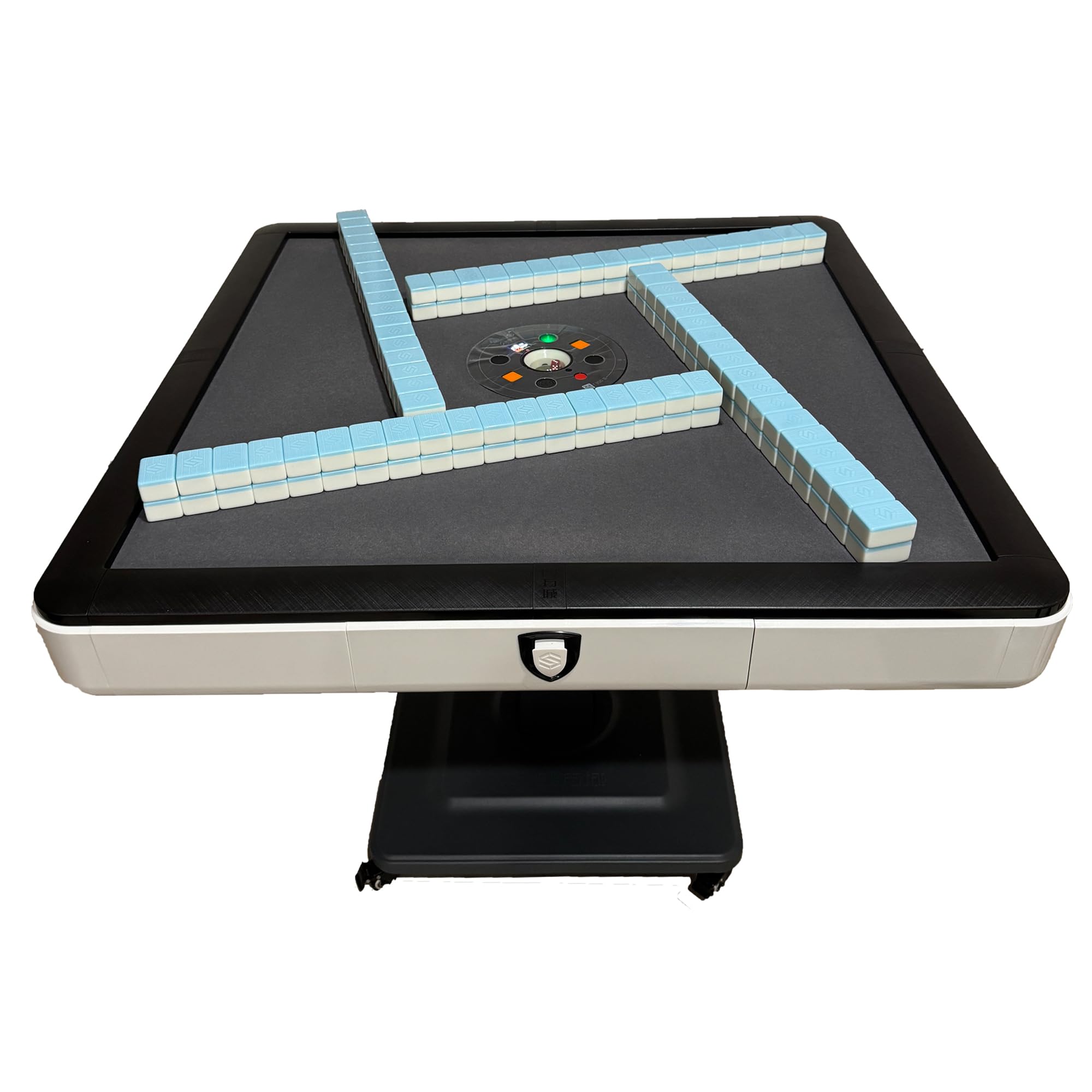 Sifang City (46mm/1.8inch) Chinese Style Folding Automatic Mahjong Table, American 110V, 8ft Cable, Includes 2 Dices, Glass Table Cover, 2 Sets Jade