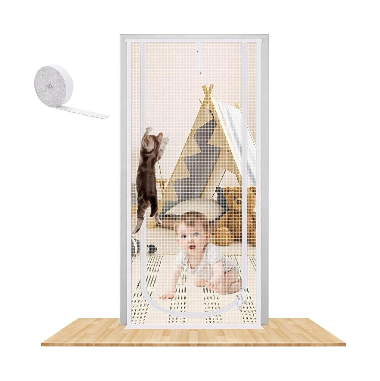 Pet Zipper Screen Door, Pet Screen Door with Zipper for Cats and Dogs Multiple Sizes(B,100x210cm)