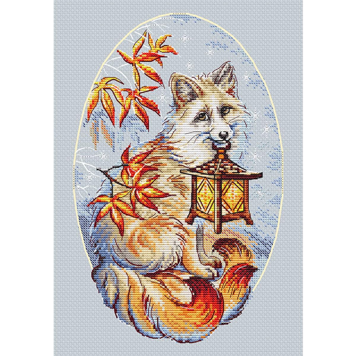 Letistitch Cross Stitch Kit - Kitsune, Fox with Lantern L8900