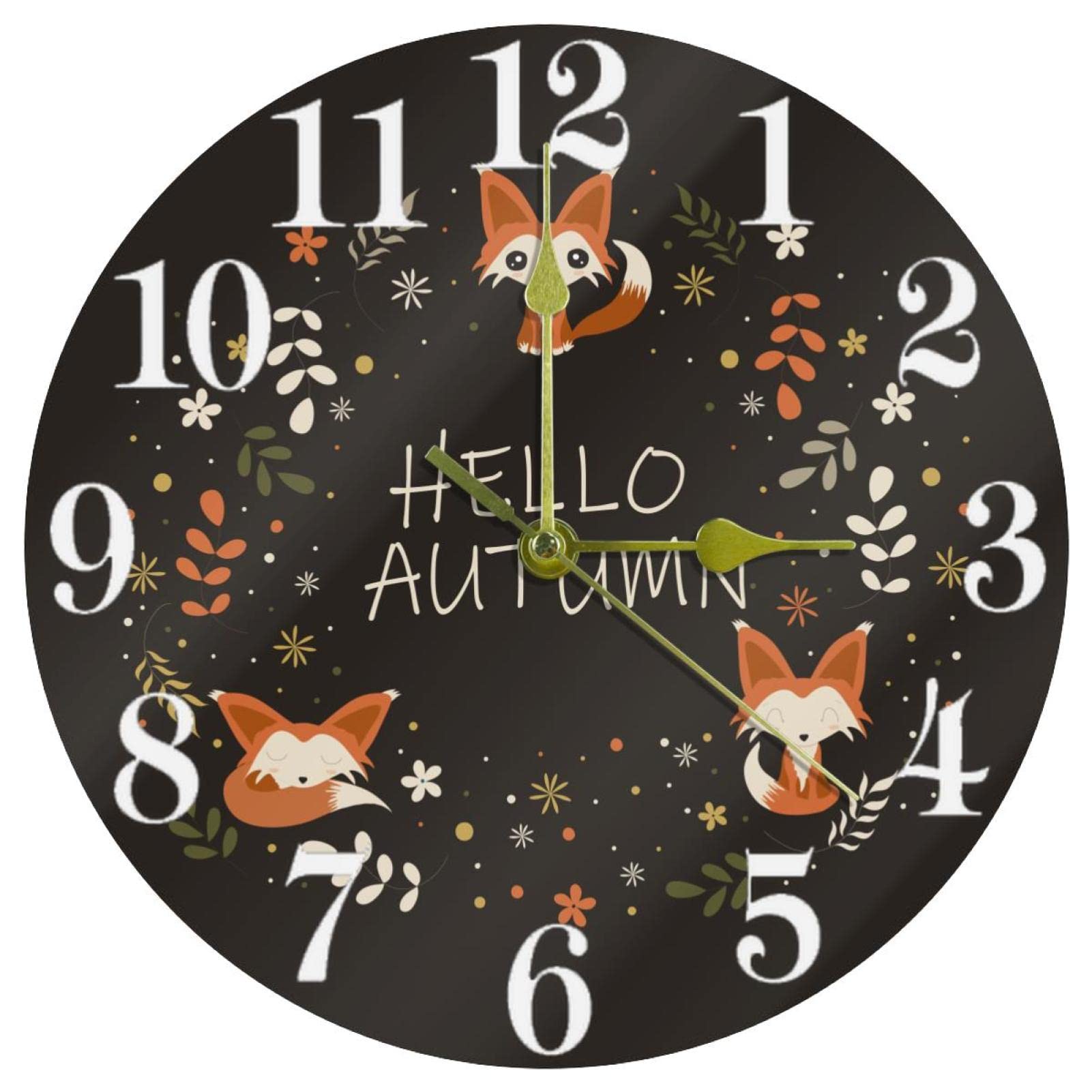 Horloge murale Hello Autumn ne faites plus de bruit sans tic-tac