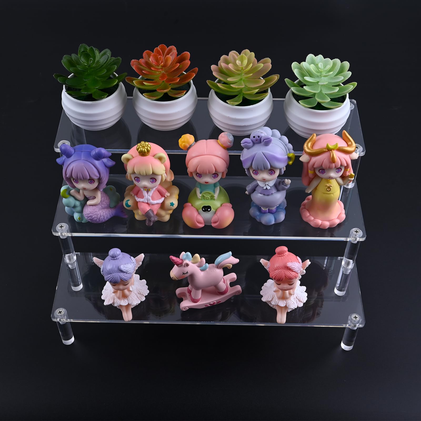 MUTTE Acryl display plank standaard, tentoonstellingsrek organizer voor muffinetagère, buffet standaard, verzamelobject, decoratie, doe-het-zelf figuren, verzameling, acryl vitrine (30 cm drielaags