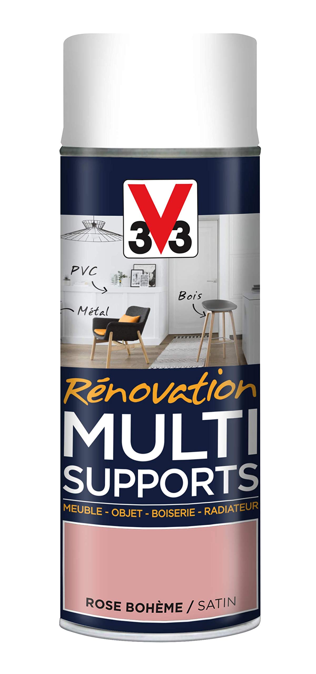 V33 Peinture Rénovation Multi-supports Rose bohème satin 400 ml