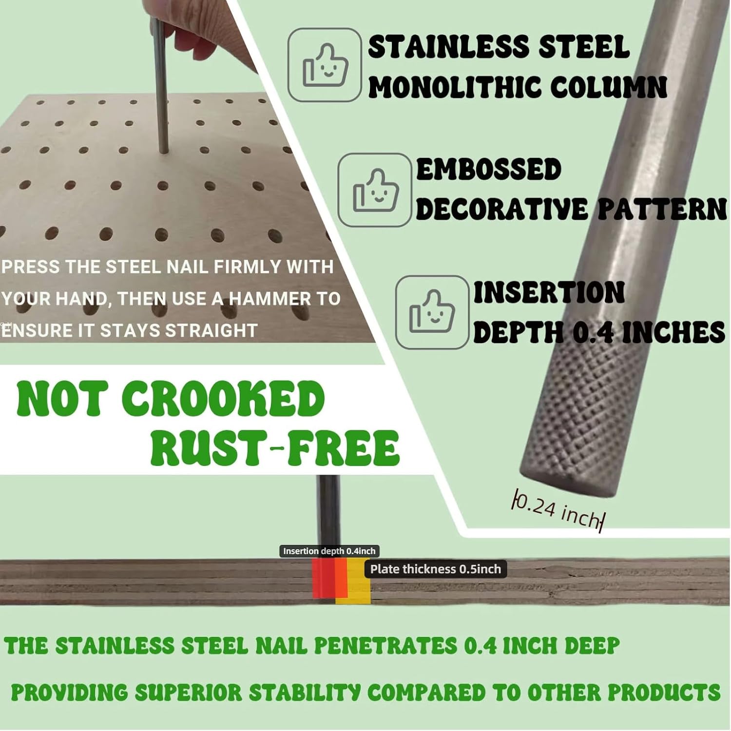 Pegboard Drawer Organizer-Unbroken Legs, 6-Pack Wood Peg Drawer Organizers with 48 Stainless Steel Pegs, for Kitchen Dishes & Food Containers(35.4"x17")